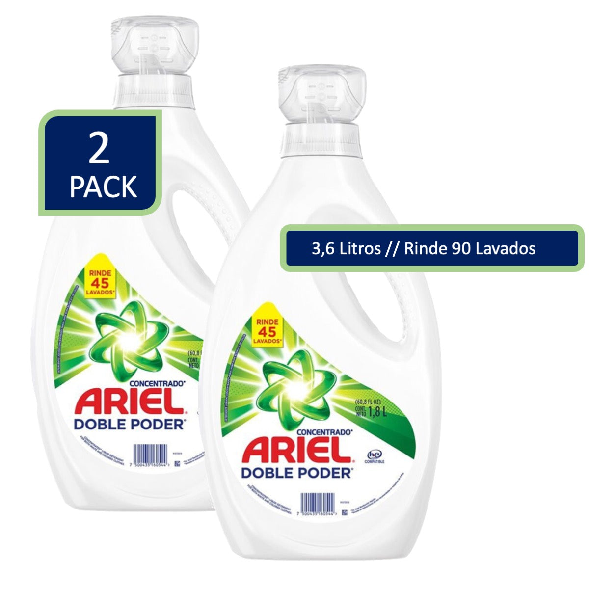 Detergente Líquido Ariel Doble Poder 1,8 litros Pack 2 unid. – Blades cl