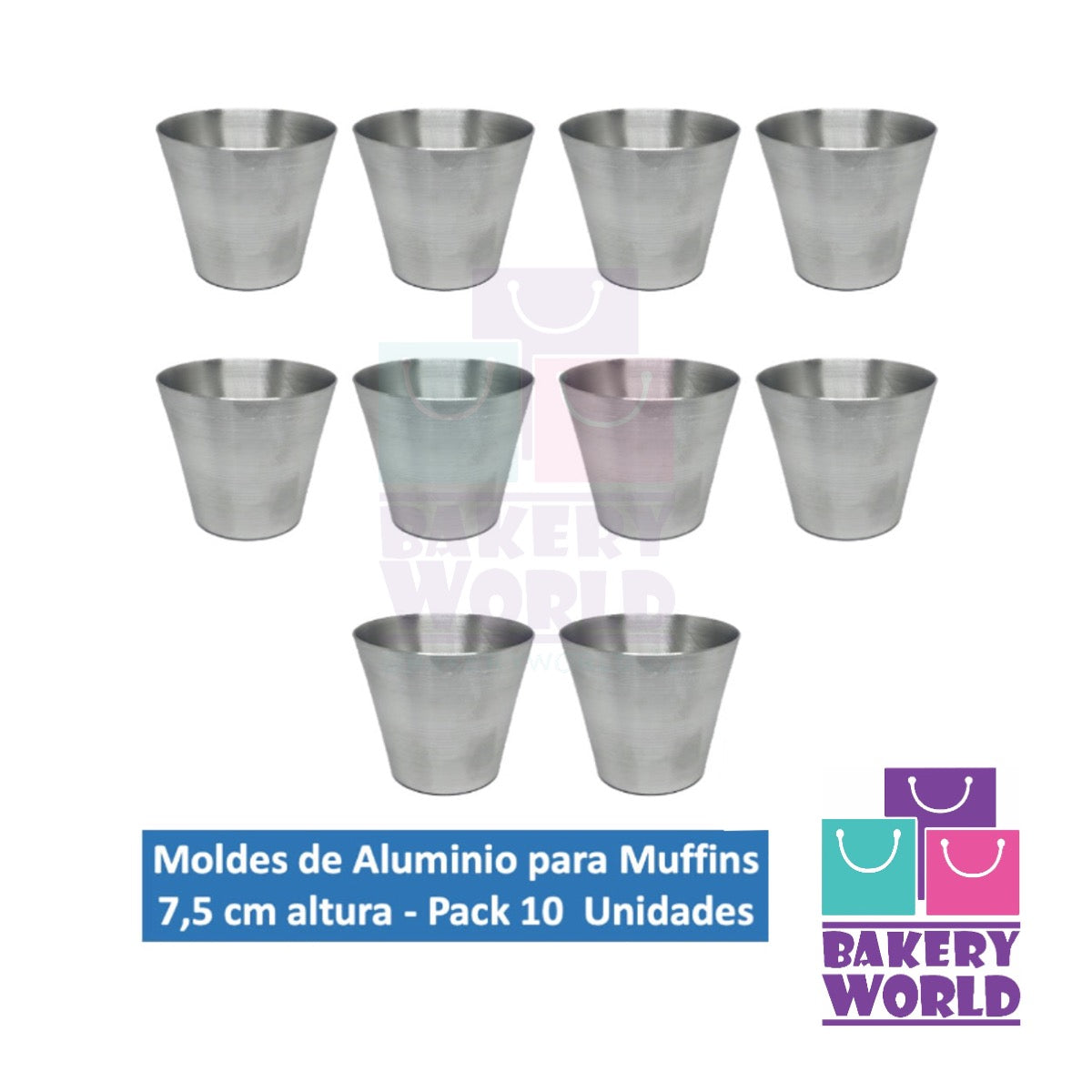 Set 10 Unidades Moldes Muffins O Queque Individual Aluminio
