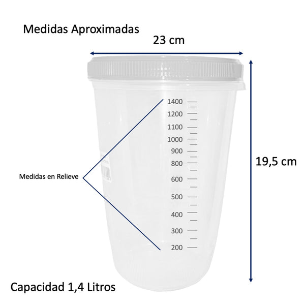 pack vasos plasticos medidores potes con tapa