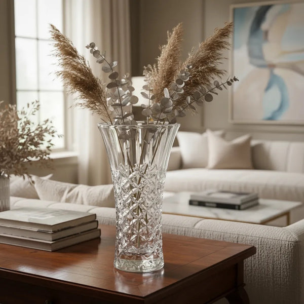 Florero de Cristal grueso 23 cm / Calidad Premium / Aurora