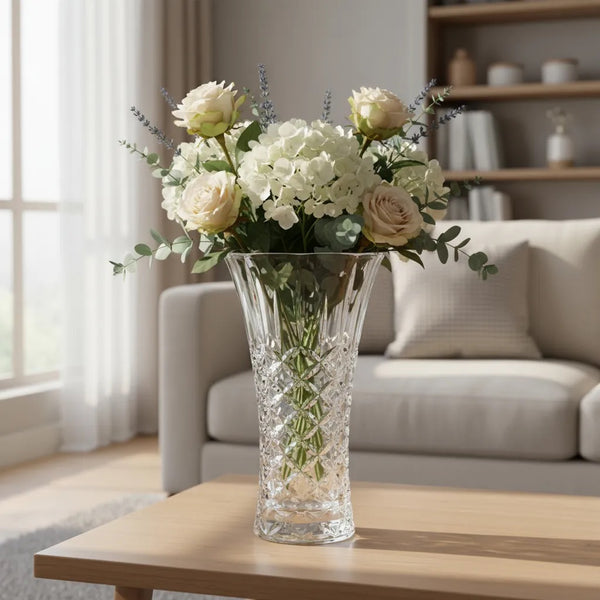 Florero de Cristal grueso 23 cm / Calidad Premium / Aurora