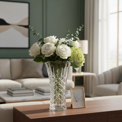 Florero de Cristal grueso 23 cm / Calidad Premium / Aurora