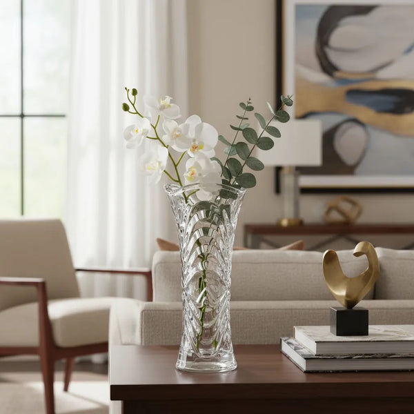 Florero de Cristal grueso 18 cm / Calidad Premium / Ondas