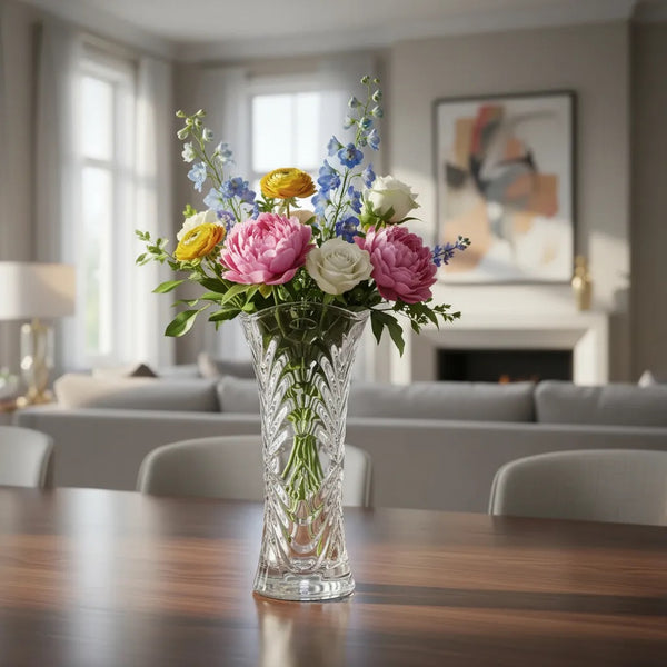 Florero de Cristal grueso 18 cm / Calidad Premium / Ondas