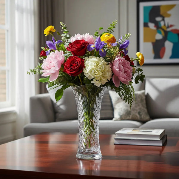 Florero de Cristal grueso 18 cm / Calidad Premium / Ondas