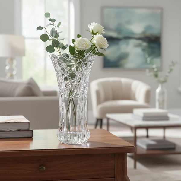 Florero de Cristal grueso 23 cm / Calidad Premium / Raíces