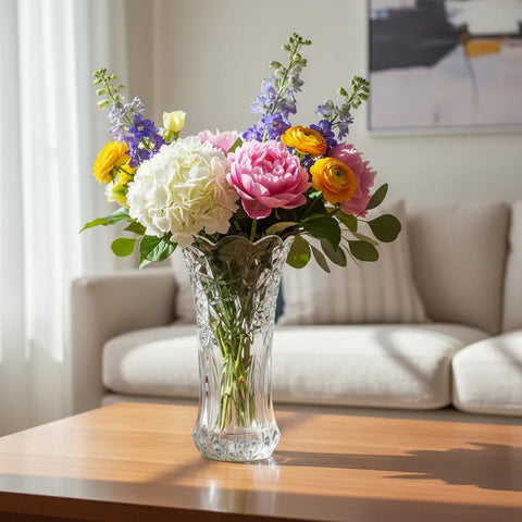 Florero de Cristal grueso 23 cm / Calidad Premium / Raíces