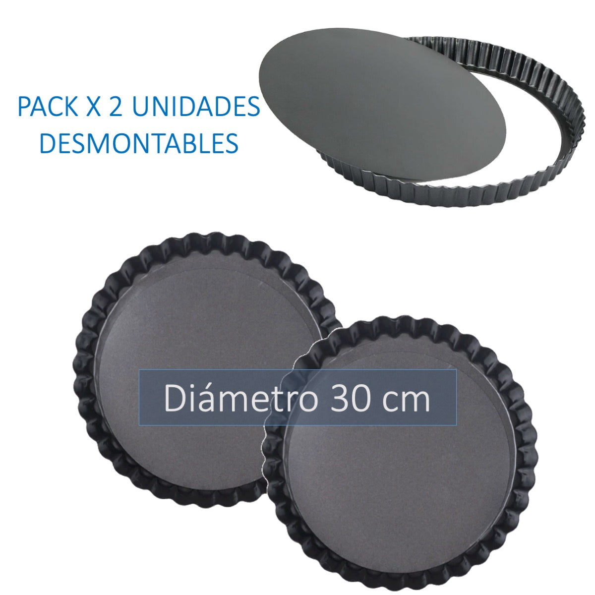 Moldes de tartaleta para pie pizzas desmontables 30 cm de diámetro