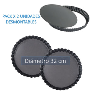 Moldes de tartaleta para pie pizzas desmontables 32 cm de diámetro