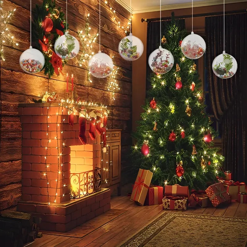 Pack 12 Esferas 8 cm Acrílicas Navideñas Decoración