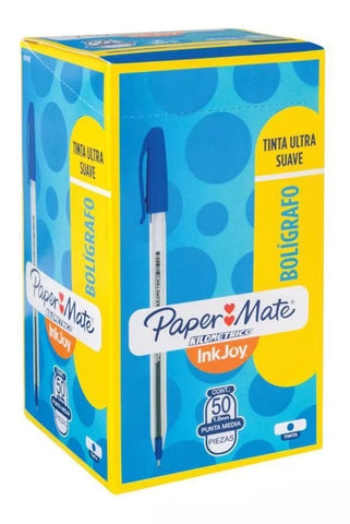 lapiz boligrafo azul kilometrico tinta lapiz pasta duradero calidad caja 50 unidades paper mate