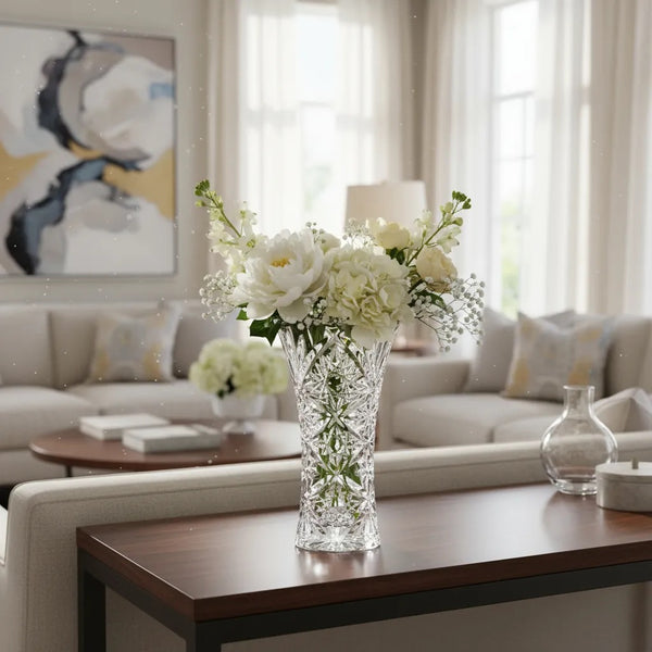 Florero de Cristal grueso 23 cm / Calidad Premium / Estrellas