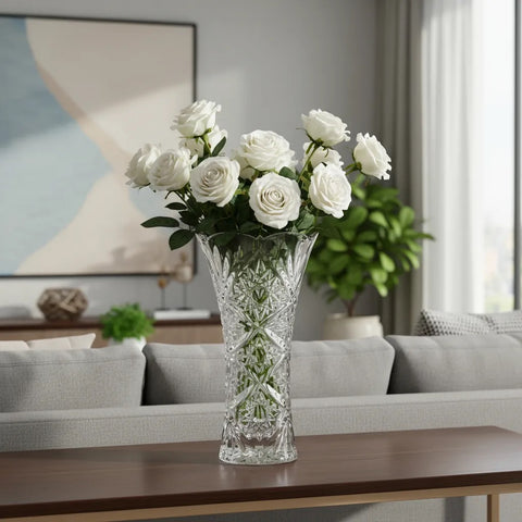 Florero de Cristal grueso 23 cm / Calidad Premium / Estrellas