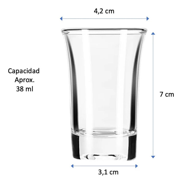 Pack 6 Vasos Shot Dose 38 Ml Vidrio Premium