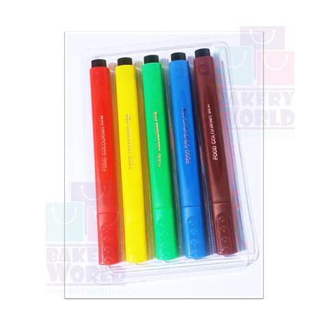 5 Lápices Tinta Comestibles Colores Variados Repostería Decoración