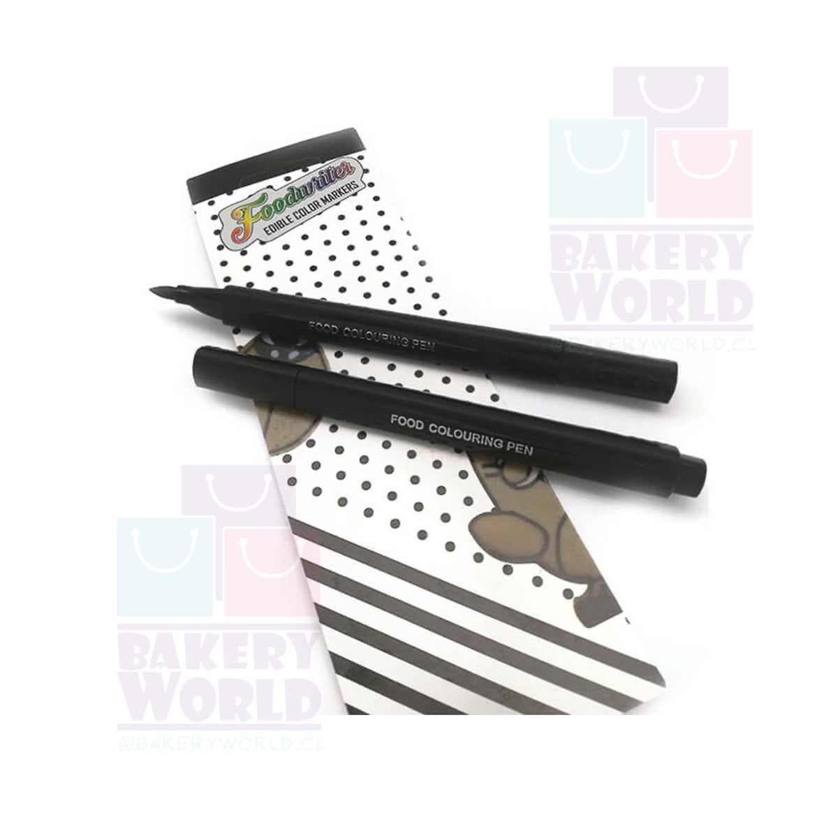 2 Lápices Tinta Comestibles Color Negro Repostería Decoración